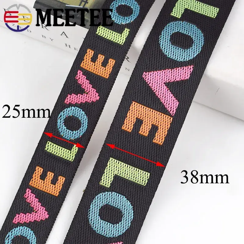 5Yards 25/38mm LOVE Letter Webbing Tapes Nylon Jacquard Ribbons For Bags Strap Handbag Belt Bias Binding DIY Sewing Accessories