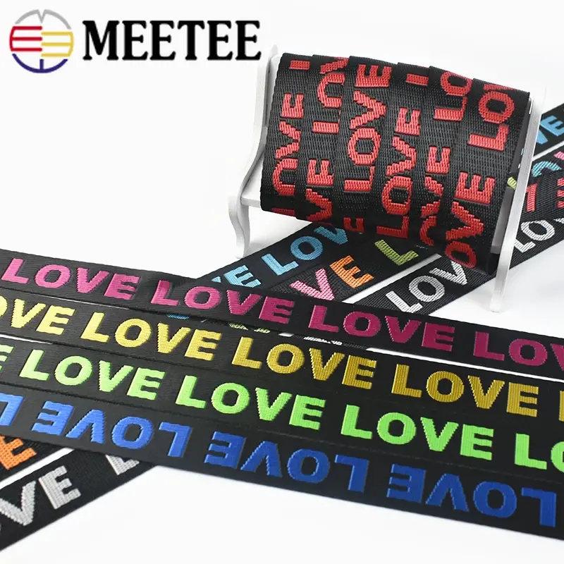 5Yards 25/38mm LOVE Letter Webbing Tapes Nylon Jacquard Ribbons For Bags Strap Handbag Belt Bias Binding DIY Sewing Accessories