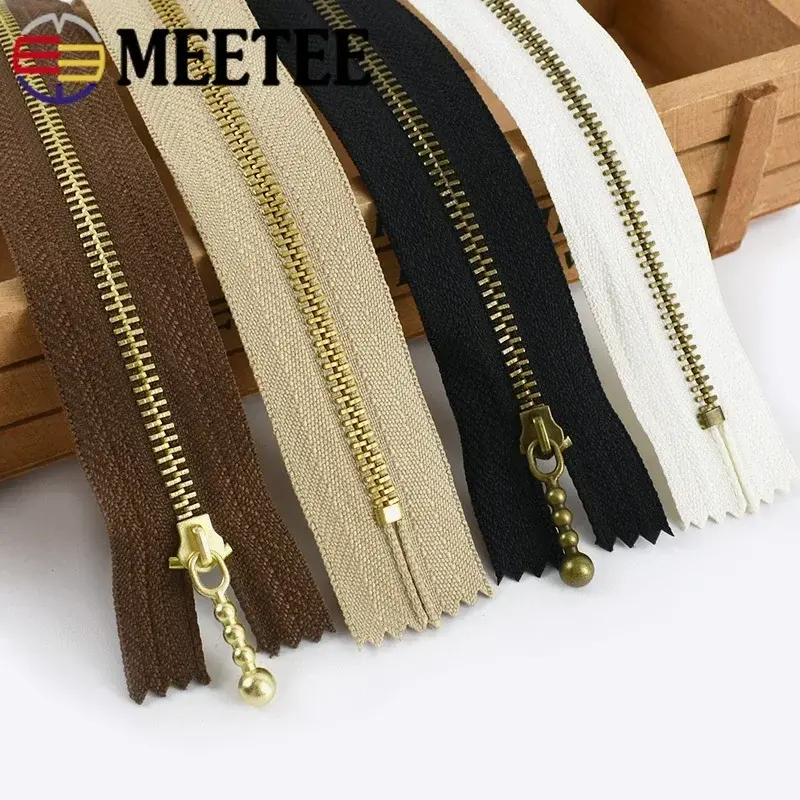 5Pcs Metal Zippers for Sewing 15/20/30/40cm 3# Close-End Decorative Bag Zipper Closure Zip Repair Kit DIY Accessories