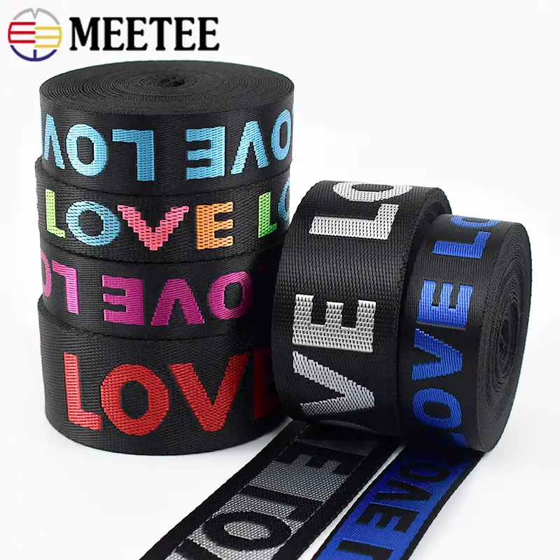5Yards 25/38mm LOVE Letter Webbing Tapes Nylon Jacquard Ribbons For Bags Strap Handbag Belt Bias Binding DIY Sewing Accessories