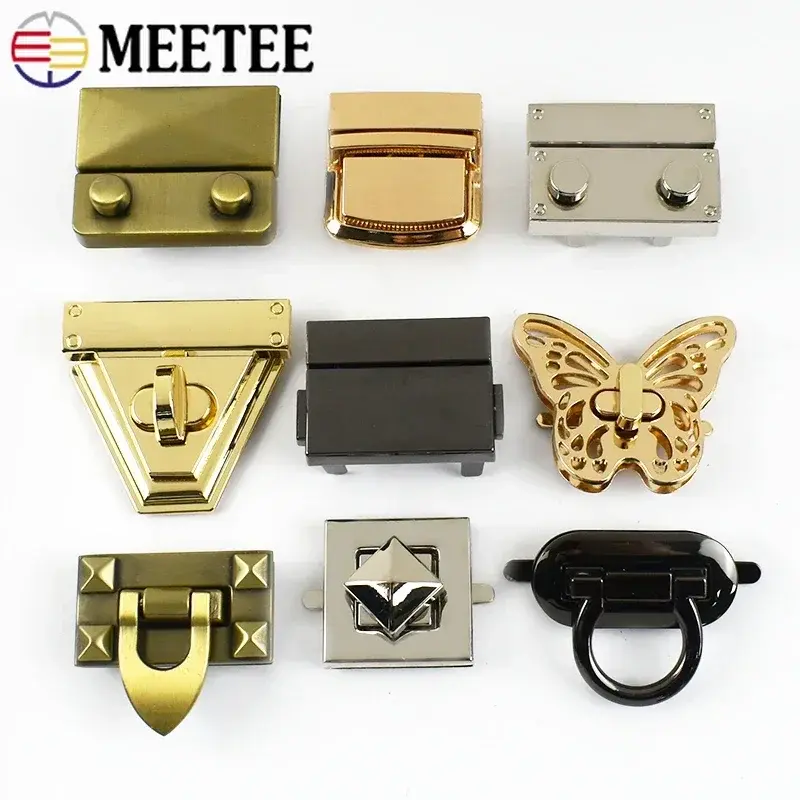 Meetee 2Pcs Bag Twist Turn Lock Snap Metal Locks Buckle Handbag Decor Closure Clasp DIY Bags Replacement Hardware Accessories