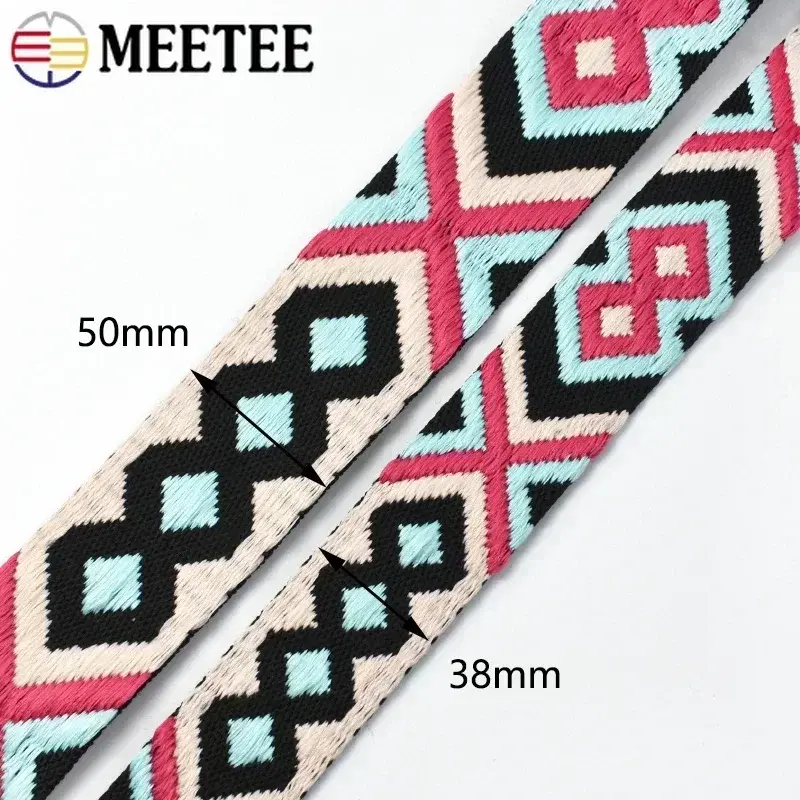 1-5Meters Meetee Polyester Jacquard Webbing Tape 38/50mm Backpack Strap Ribbon Belt Clothing Binding Band DIY Sewing Accessories