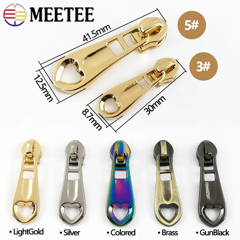 10/30Pcs 3# 5# Zipper Pulls for Nylon Zippers Tapes Heart Zip Sliders Clothes Sewing Zips Head DIY Repair Kits Bag Accessories