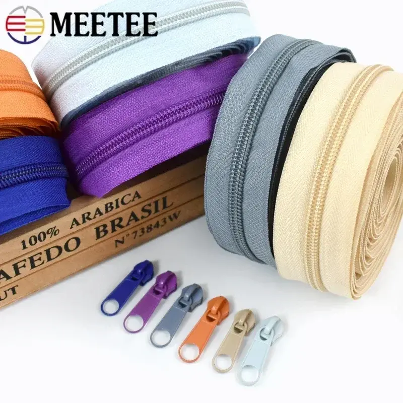 1-10M 3# 5# Nylon Coil Zippers+Zipper Slider For Garment Colorful Decoration Zips Bag Shoes Sewing Zip Repair Kits DIY Accessory