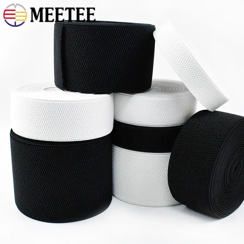 2.5-10cm Meetee 2/5M Elastic Band for Pants 2.2mm Thick Rubber Bands Webbing Bag Belt Stretch Tapes DIY Clothing Accessories