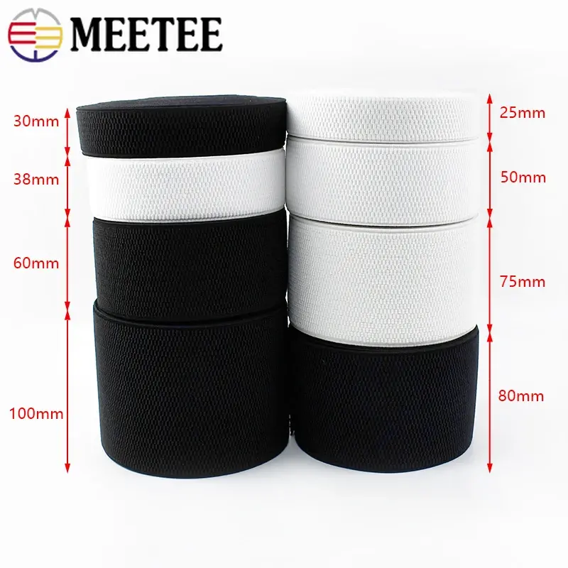 2.5-10cm Meetee 2/5M Elastic Band for Pants 2.2mm Thick Rubber Bands Webbing Bag Belt Stretch Tapes DIY Clothing Accessories