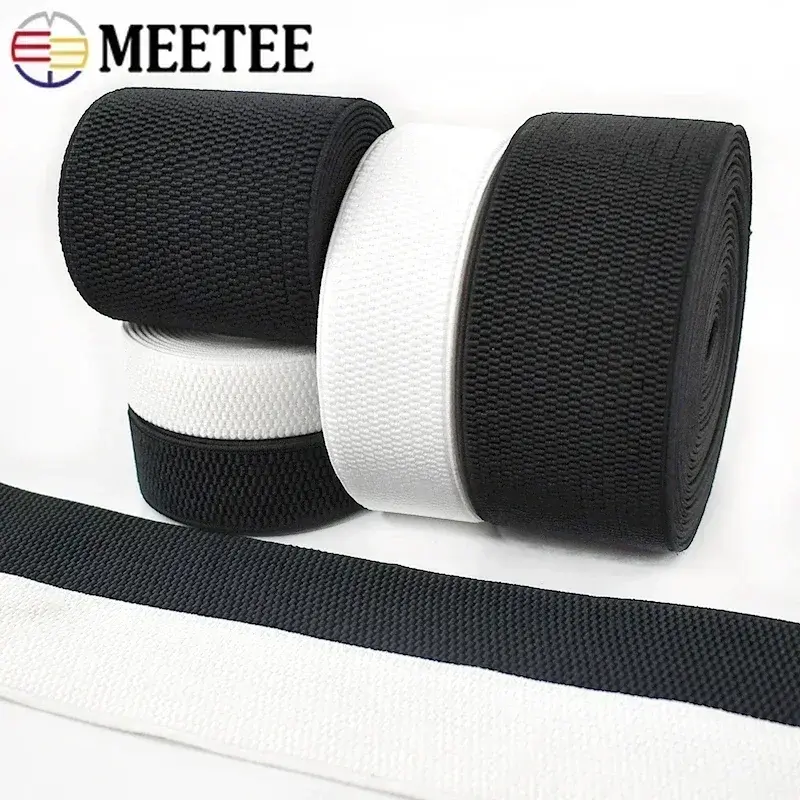 2.5-10cm Meetee 2/5M Elastic Band for Pants 2.2mm Thick Rubber Bands Webbing Bag Belt Stretch Tapes DIY Clothing Accessories