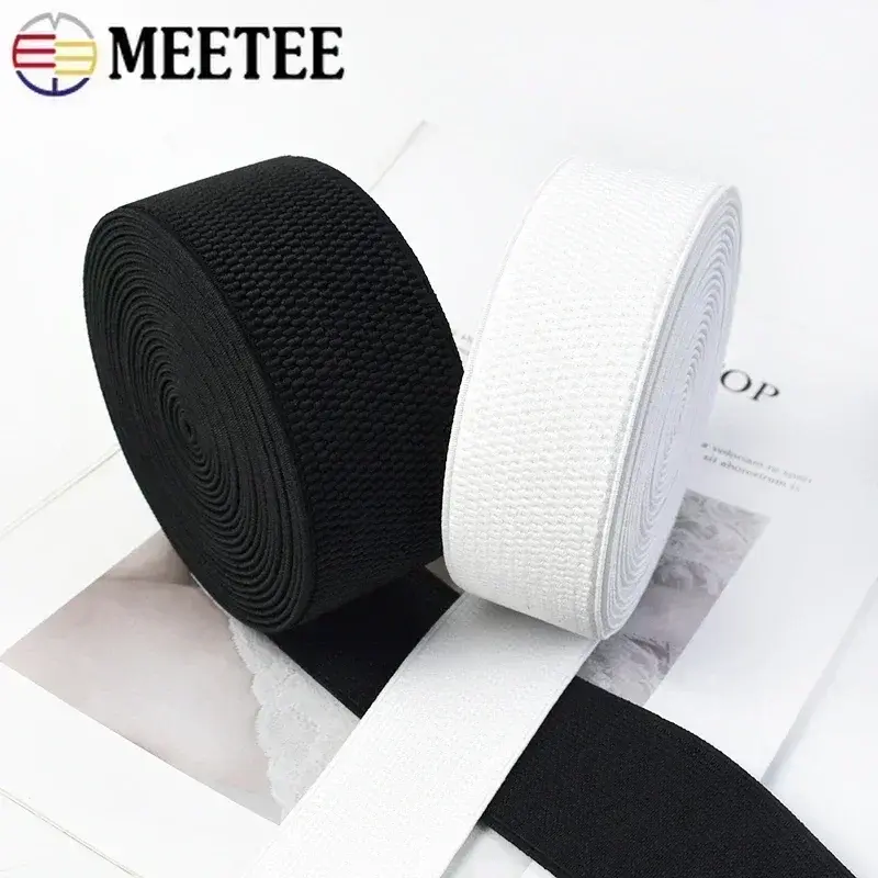 2.5-10cm Meetee 2/5M Elastic Band for Pants 2.2mm Thick Rubber Bands Webbing Bag Belt Stretch Tapes DIY Clothing Accessories