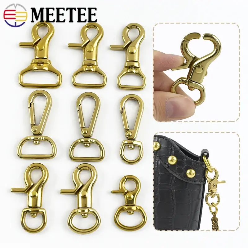 2/5/10Pcs Meetee 10-25mm Brass Metal Buckle For Bag Strap Swivel Lobster Clasp Belt Webbing Connect Snap Hooks DIY Accessories