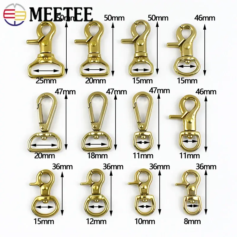 2/5/10Pcs Meetee 10-25mm Brass Metal Buckle For Bag Strap Swivel Lobster Clasp Belt Webbing Connect Snap Hooks DIY Accessories