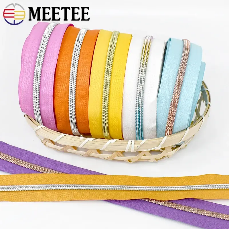 2-20Meter Meetee Sewing Zipper Tape By The Meter Bag Shoes Nylon Coil Zips Decorative Replacement Zip Repair Kit DIY Accessories