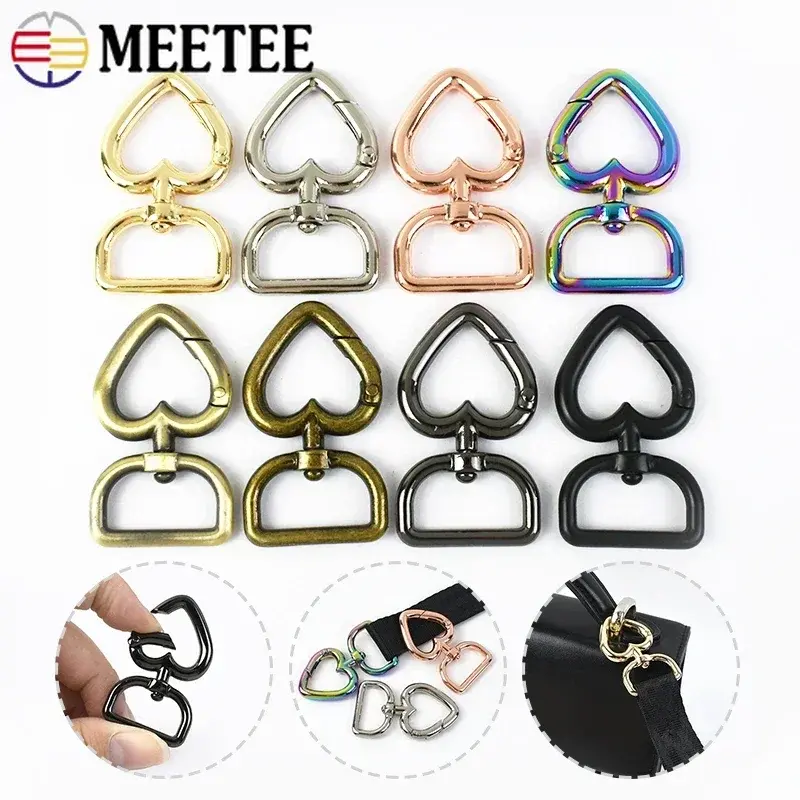 5-30Pcs Meetee 13/20mm Metal Buckles For Bag Strap Heart Ring Lobster Clasp Dog Collar Chain Snap Hooks DIY Hardware Accessories