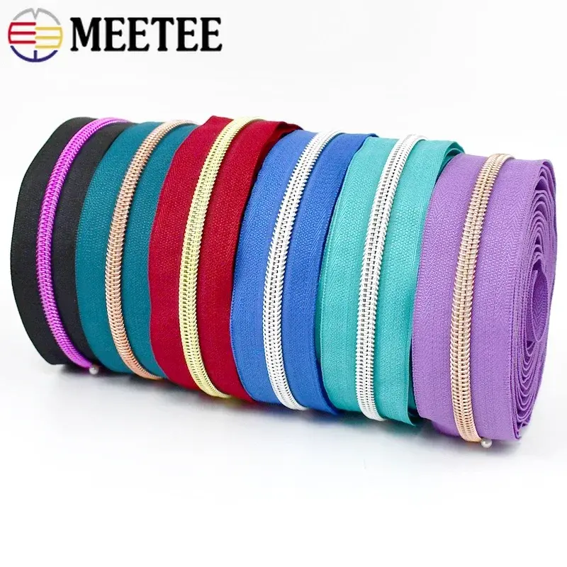 2-20Meter Meetee Sewing Zipper Tape By The Meter Bag Shoes Nylon Coil Zips Decorative Replacement Zip Repair Kit DIY Accessories