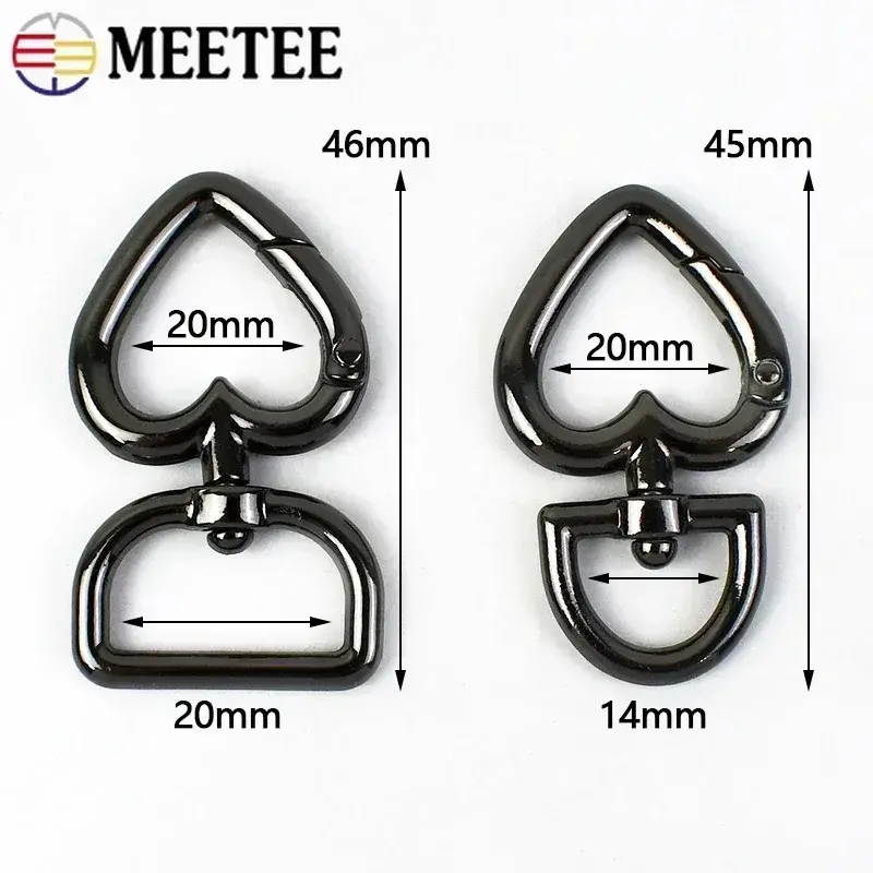 5-30Pcs Meetee 13/20mm Metal Buckles For Bag Strap Heart Ring Lobster Clasp Dog Collar Chain Snap Hooks DIY Hardware Accessories