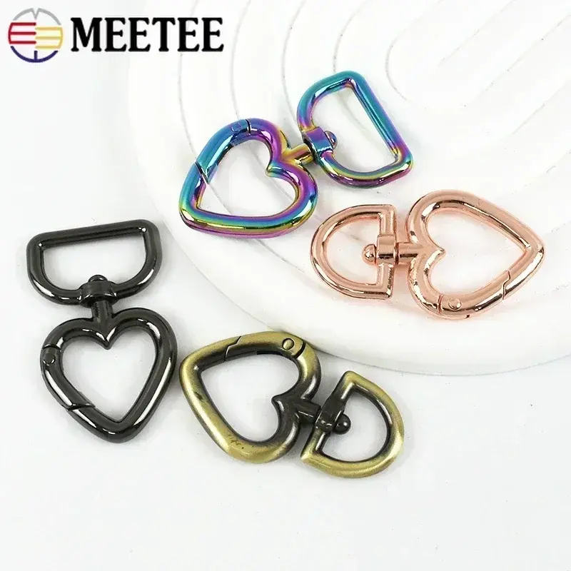 5-30Pcs Meetee 13/20mm Metal Buckles For Bag Strap Heart Ring Lobster Clasp Dog Collar Chain Snap Hooks DIY Hardware Accessories