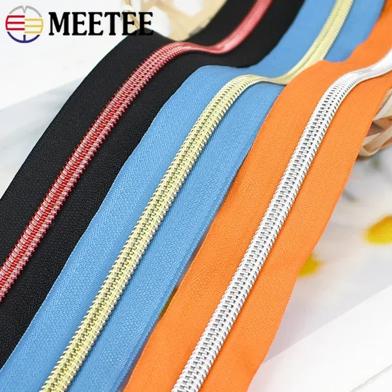 2-20Meter Meetee Sewing Zipper Tape By The Meter Bag Shoes Nylon Coil Zips Decorative Replacement Zip Repair Kit DIY Accessories