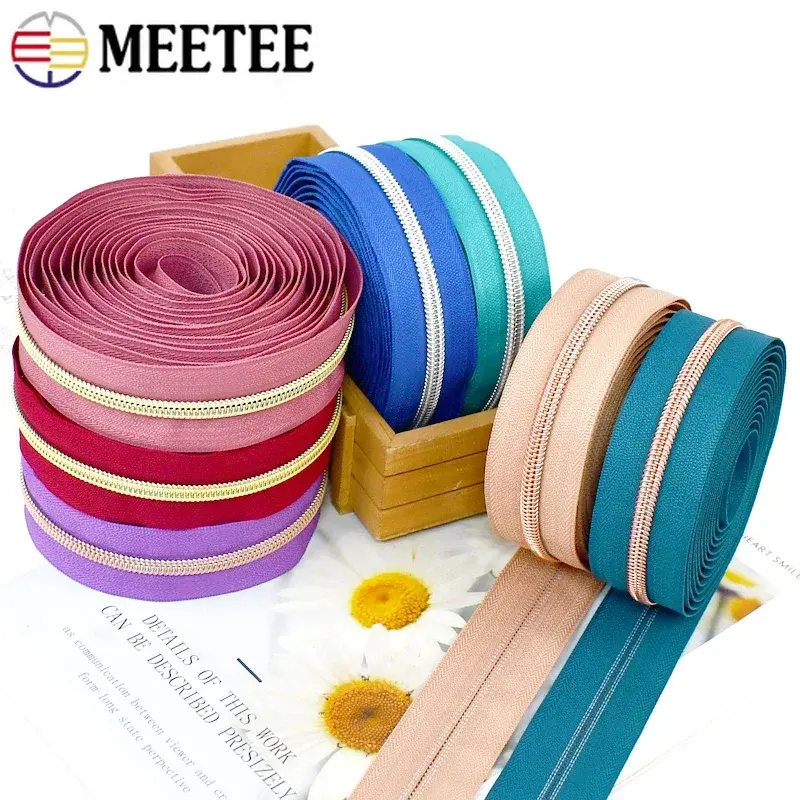 2-20Meter Meetee Sewing Zipper Tape By The Meter Bag Shoes Nylon Coil Zips Decorative Replacement Zip Repair Kit DIY Accessories