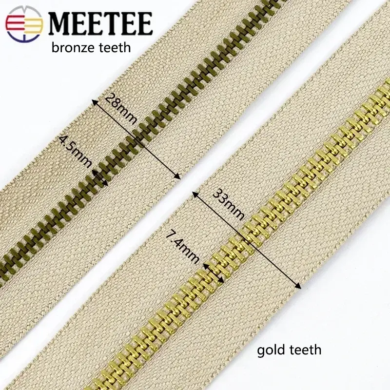 5# Metal Zipper By The Meter Garment Shoes Decorative Zippers for Sewing Bag Clothes Zips Repair Kits DIY Tailor Accessories
