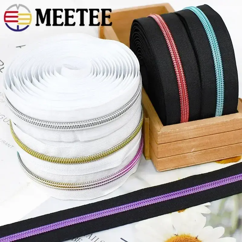 1/2/3/5/10M 3# 5# Sewing Zippers Tapes By The Meter Bag Shoes Nylon Zipper Decorative Roll Coil Zips Repair Kit DIY Accessories