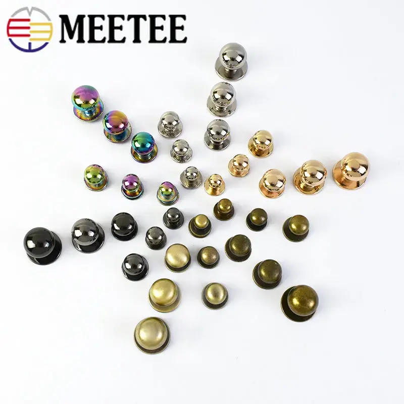 20Pcs 4-12mm Metal Rivets Nails Buckles Round Head Studs Screw Buckle Button Clasp for Belt Bag Clothes DIY Leather Accessories
