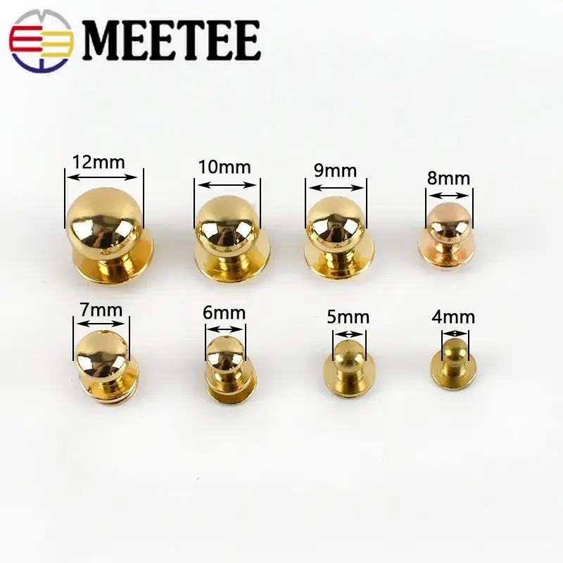 20Pcs 4-12mm Metal Rivets Nails Buckles Round Head Studs Screw Buckle Button Clasp for Belt Bag Clothes DIY Leather Accessories