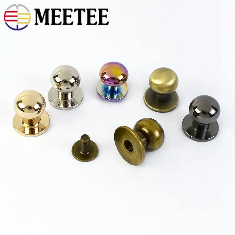20Pcs 4-12mm Metal Rivets Nails Buckles Round Head Studs Screw Buckle Button Clasp for Belt Bag Clothes DIY Leather Accessories