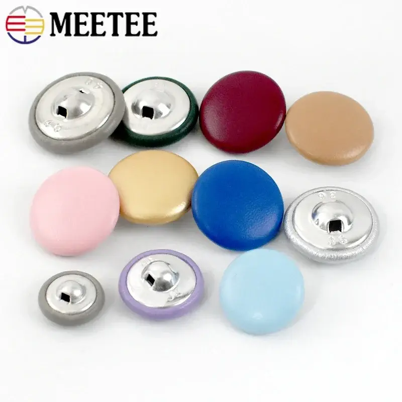 30Pcs 11-28mm Leather Covered Button For Sewing Jacket Coat Decorative Buckle Round Shank Buttons DIY Clothing Repair Accessory