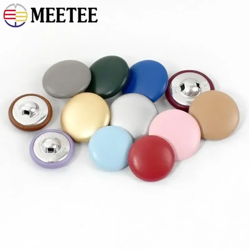 30Pcs 11-28mm Leather Covered Button For Sewing Jacket Coat Decorative Buckle Round Shank Buttons DIY Clothing Repair Accessory