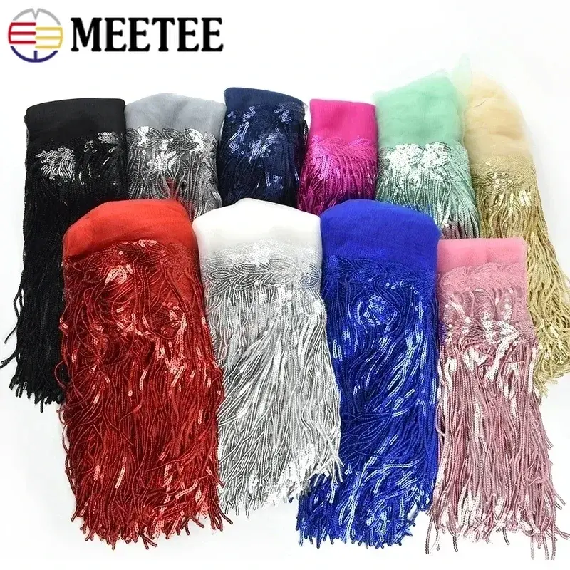 1-10Yards 18cm Sequin Fringe Tassel for Dance Dress Lace Trim Fringes Clothes Dresses Decorative Ribbon DIY Sewing Accessories