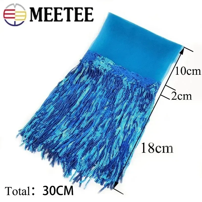 1-10Yards 18cm Sequin Fringe Tassel for Dance Dress Lace Trim Fringes Clothes Dresses Decorative Ribbon DIY Sewing Accessories