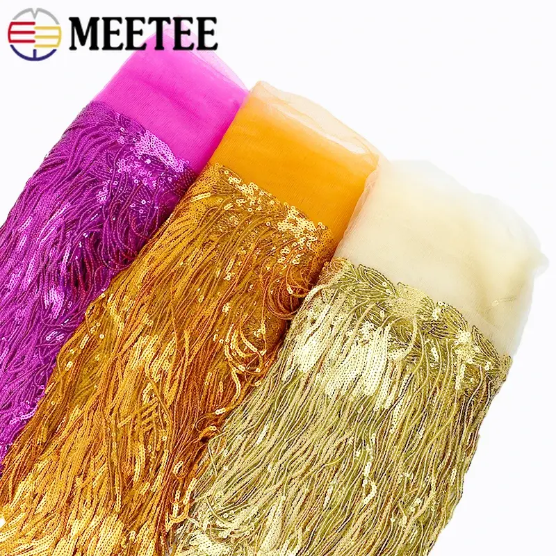 1-10Yards 18cm Sequin Fringe Tassel for Dance Dress Lace Trim Fringes Clothes Dresses Decorative Ribbon DIY Sewing Accessories