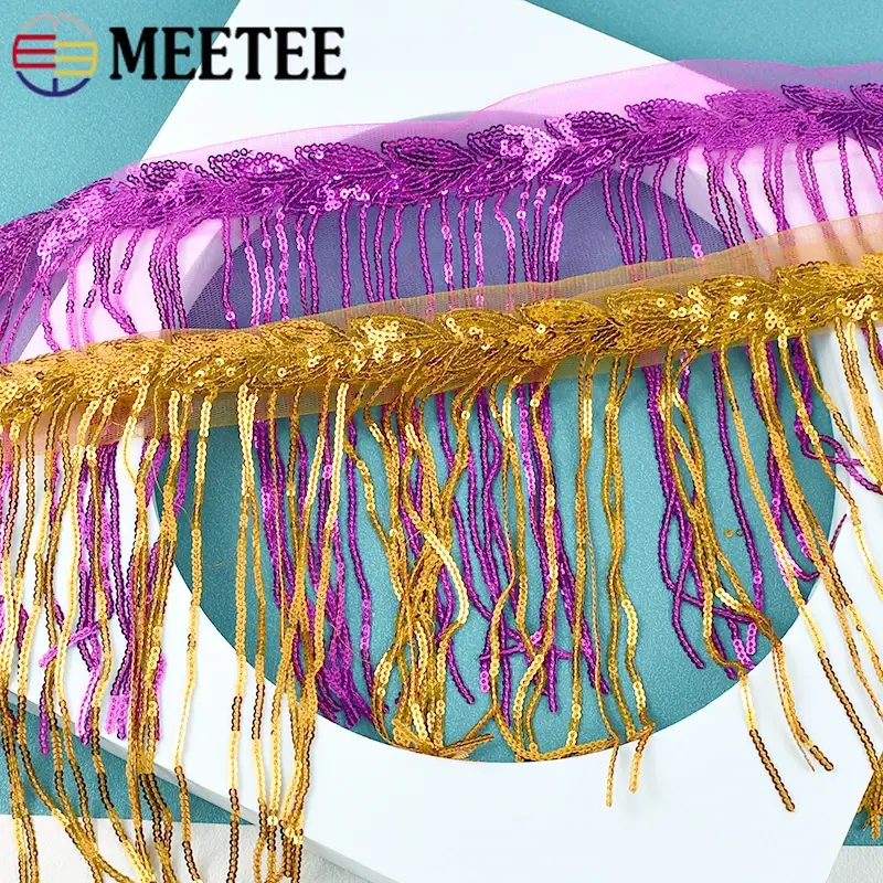 1-10Yards 18cm Sequin Fringe Tassel for Dance Dress Lace Trim Fringes Clothes Dresses Decorative Ribbon DIY Sewing Accessories