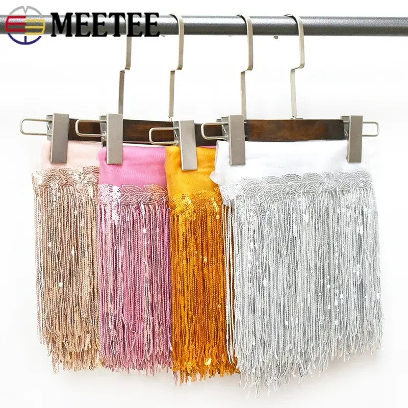 1-10Yards 18cm Sequin Fringe Tassel for Dance Dress Lace Trim Fringes Clothes Dresses Decorative Ribbon DIY Sewing Accessories