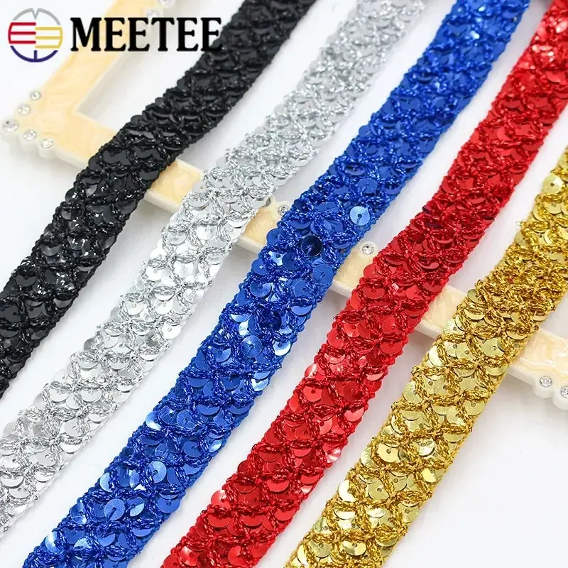 2/5/10Meters Meetee 20mm Sequin Ribbons Lace Trim for Sewing Dance Dress Wedding Party Garment Decoration Tape DIY Accessories