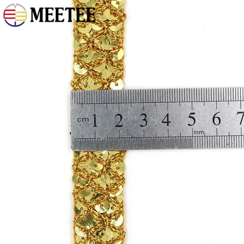 2/5/10Meters Meetee 20mm Sequin Ribbons Lace Trim for Sewing Dance Dress Wedding Party Garment Decoration Tape DIY Accessories