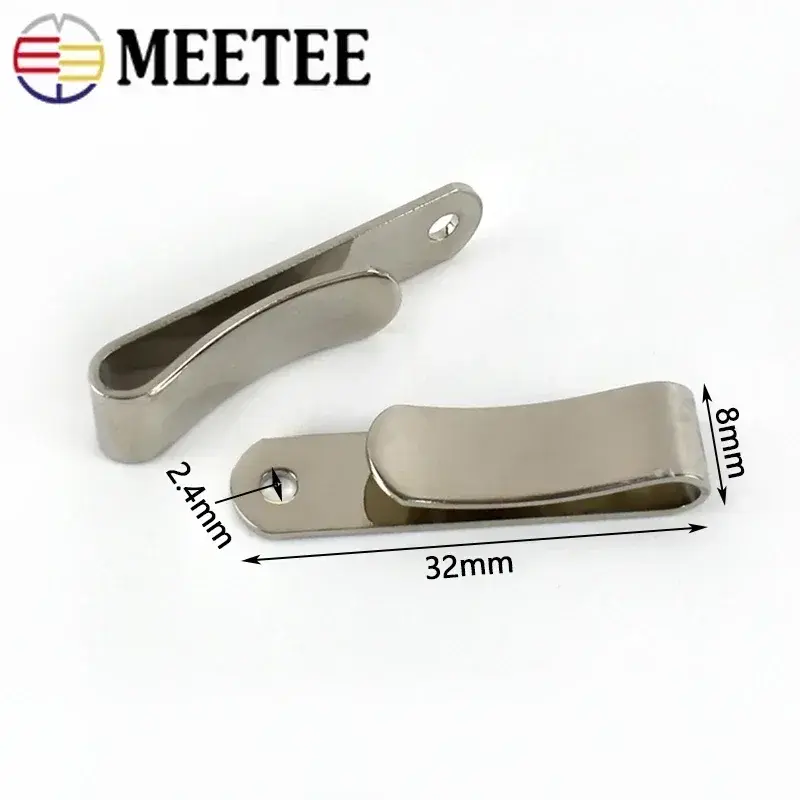 2-20Pcs 32x8mm Metal Clip Buckle With Hole For Waist Belt Hook Sheath Leather Wallet Clips Clasp DIY Bag Hardware Accessories