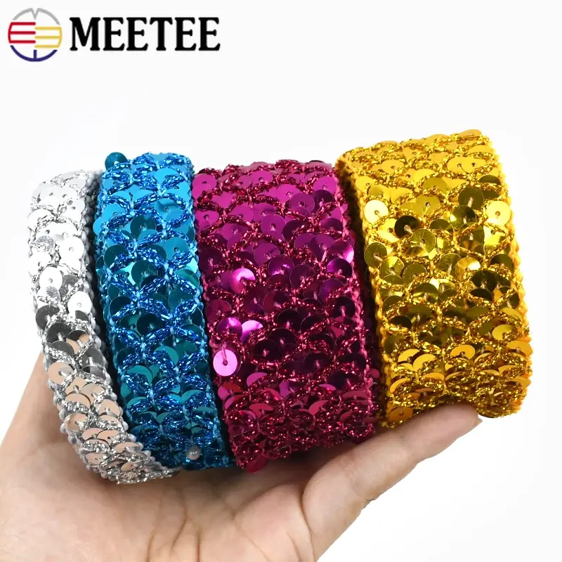 2/5/10Meters Meetee 20mm Sequin Ribbons Lace Trim for Sewing Dance Dress Wedding Party Garment Decoration Tape DIY Accessories