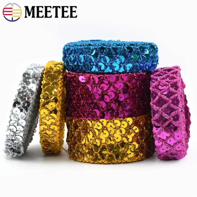 2/5/10Meters Meetee 20mm Sequin Ribbons Lace Trim for Sewing Dance Dress Wedding Party Garment Decoration Tape DIY Accessories