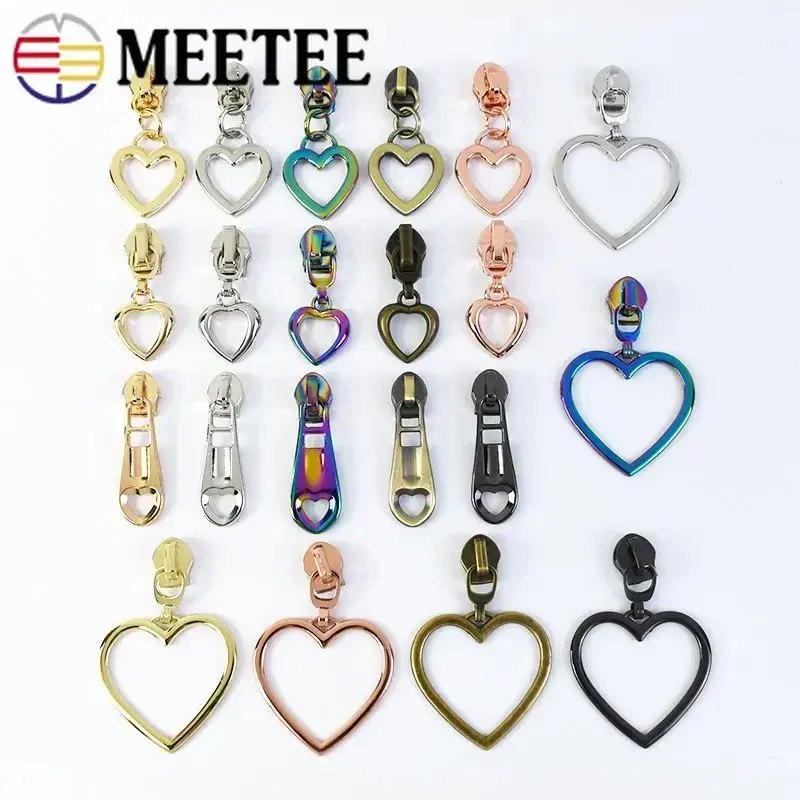 5-50Pcs 5# Zipper Slider For Nylon Zippers Tape Heart Zips Sliders Head Bag Shoes Zip Pull Repair Kits DIY Sewing Accessories