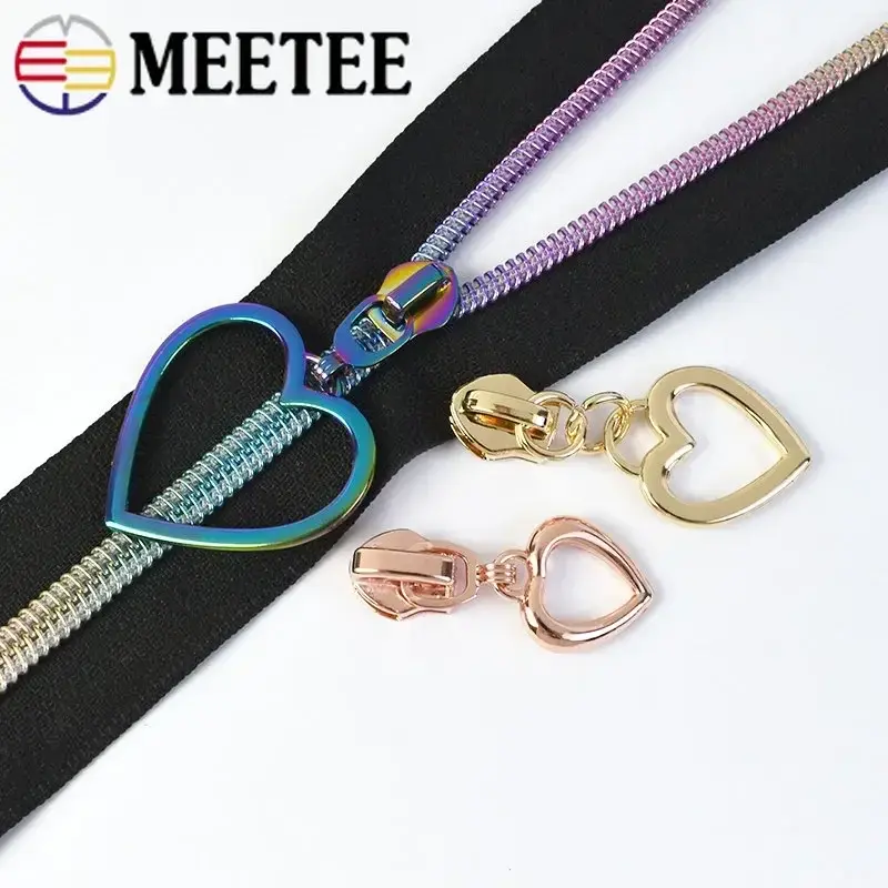 5-50Pcs 5# Zipper Slider For Nylon Zippers Tape Heart Zips Sliders Head Bag Shoes Zip Pull Repair Kits DIY Sewing Accessories