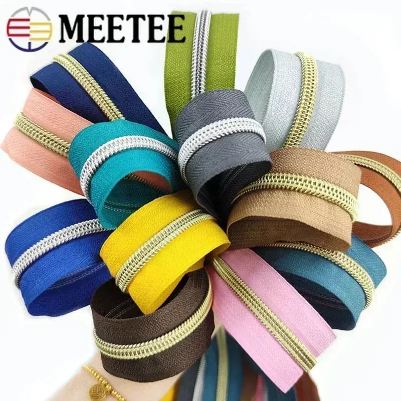 3/5/10M 5# Plastic Zippers By The Meter + Zipper Sliders Coil Zip Pulls Jacket Zips Repair Kit DIY Garment Sewing Accessories