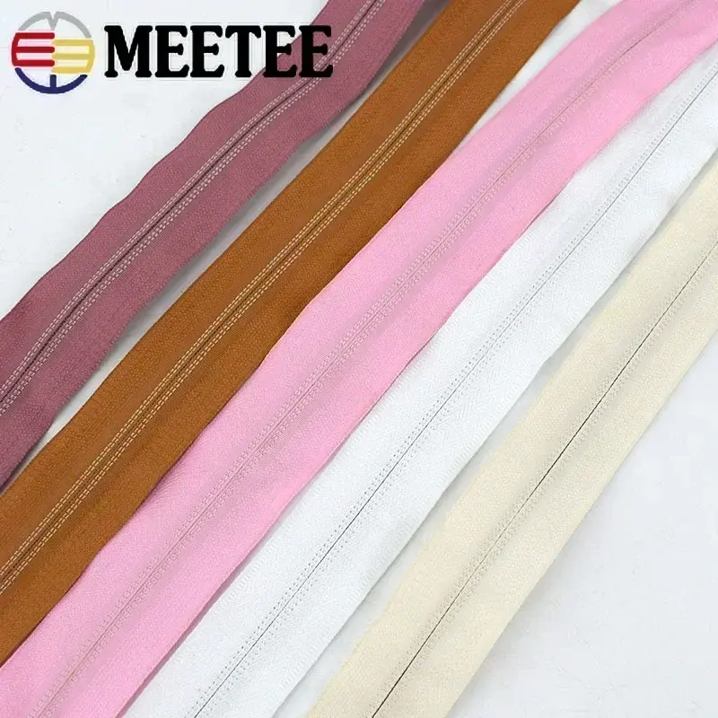 3/5/10M 5# Plastic Zippers By The Meter + Zipper Sliders Coil Zip Pulls Jacket Zips Repair Kit DIY Garment Sewing Accessories