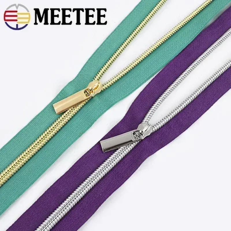 3/5/10M 5# Plastic Zippers By The Meter + Zipper Sliders Coil Zip Pulls Jacket Zips Repair Kit DIY Garment Sewing Accessories