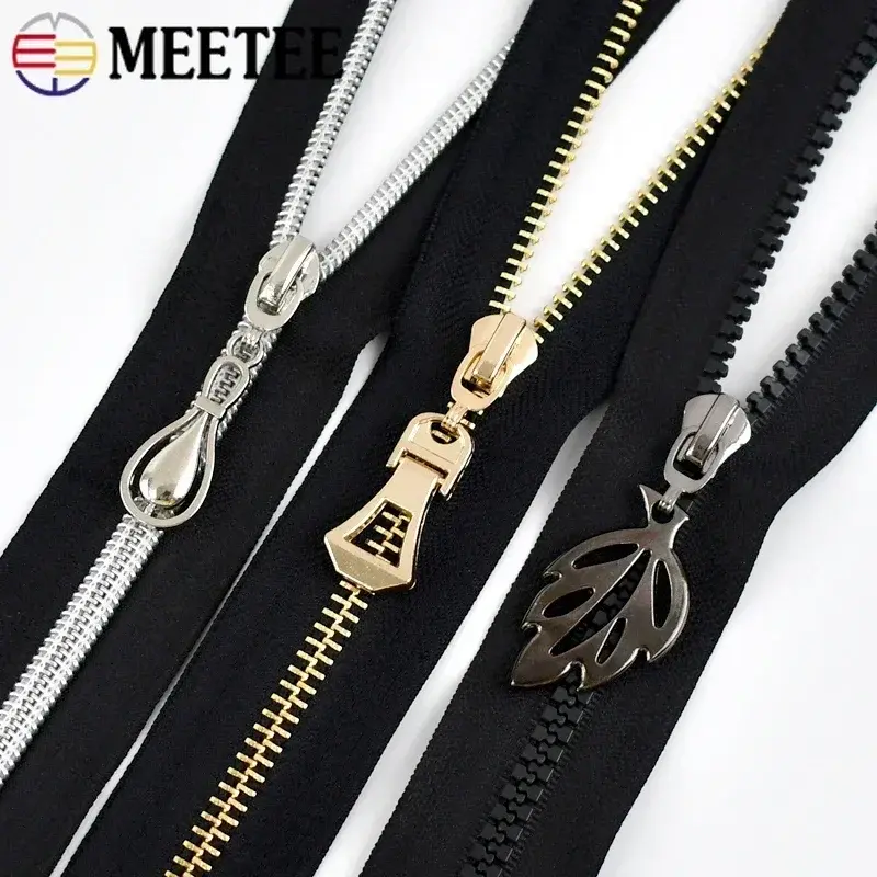 5/10Pcs Meetee 5# Zipper Sliders for Nylon Metal Resin Zippers Bag Zip Heads Pulls Repair Kit DIY Sewing Replacement Accessories