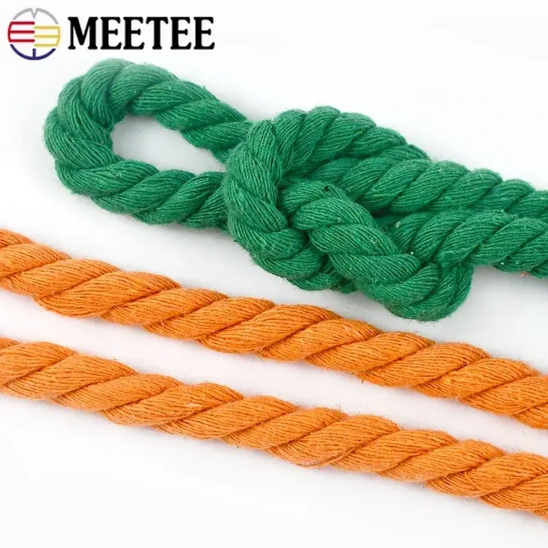 5Meters Meetee 5-20mm Colored Cotton Ropes 3 Shares Twisted Cord Weave Cords Decoration Macrame Rope for Bags Sewing Accessories