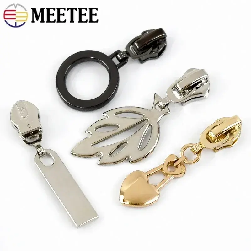 5/10Pcs Meetee 5# Zipper Sliders for Nylon Metal Resin Zippers Bag Zip Heads Pulls Repair Kit DIY Sewing Replacement Accessories