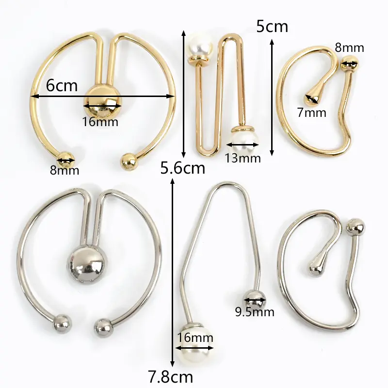 Meetee 2/5/10Pcs Metal Buckle U-shaped Detachable Dress Shirt Collar Decorative Clasp Irregular Spiral Button Clothing Accessory