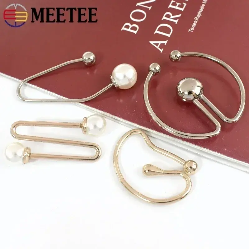Meetee 2/5/10Pcs Metal Buckle U-shaped Detachable Dress Shirt Collar Decorative Clasp Irregular Spiral Button Clothing Accessory