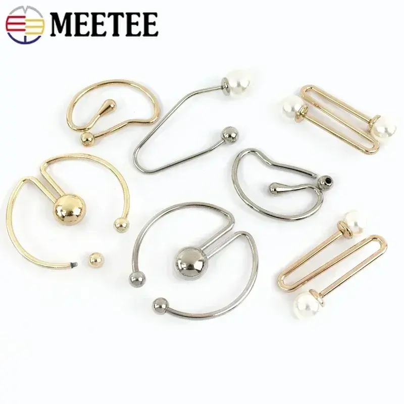 Meetee 2/5/10Pcs Metal Buckle U-shaped Detachable Dress Shirt Collar Decorative Clasp Irregular Spiral Button Clothing Accessory