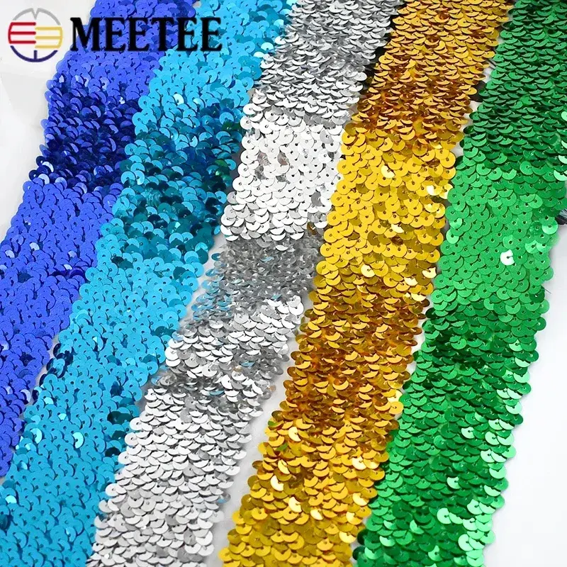 2Meters 45mm Sequins Lace Ribbons Band Stretch Trims Tapes DIY Dance Dress Decoration Applique Trimming Sewing Accessories
